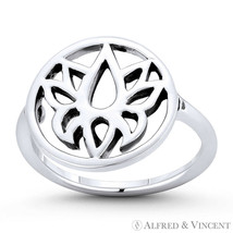 Lotus Flower Buddhist Buddhism Charm Boho Statement Ring in .925 Sterling Silver - £19.47 GBP