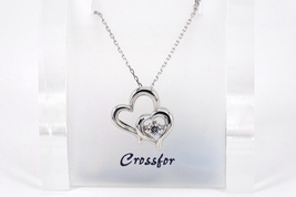 Crossfor Dancing Stone Sweet Hearts 925 Sterling Silver Necklace NYP-663 - £87.90 GBP
