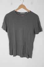 Vince S Gray Raw Hem Slub Linen Cotton Short Sleeve Tee Shirt - £22.51 GBP