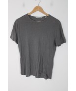 Vince S Gray Raw Hem Slub Linen Cotton Short Sleeve Tee Shirt - $28.49