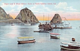 Santa Catalina Ca~Island Sugar Loaf &amp; Glass Bottom BOATS~1910s Postcard - £7.14 GBP