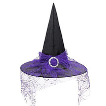 Halloween Witch Hat for Women Lace Adult Witches Hats for Decoration Wizard - £9.67 GBP