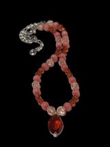 swarovski swan pink crystal necklace 17” - $35.00