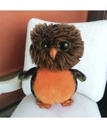 Ty Beanie Boo Owl 6&quot; Midnight Orange/Black Sparkle Eyes Stuffed Animal T... - $11.89