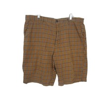 Reunion Mens Bermuda Shorts sz 42 plaid orange cotton belted walking cas... - $19.34