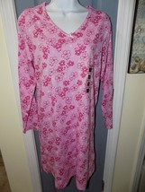 Classic Elements Pink Flower Long Sleeve V-Neck Nightgown Size S Women&#39;s... - £16.51 GBP