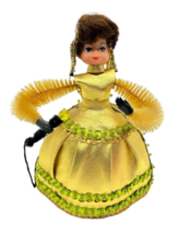 Handmade Vintage Styrafoam Yellow Beaded Sequin Singer 5&quot; Doll - $18.49