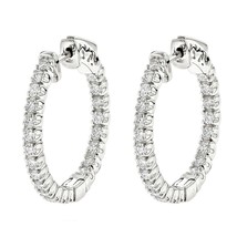 1.95Ct Rond Imitation Diamant Out-Inside Créole Earrings IN 14K Plaqué or Blanc - £147.42 GBP