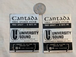 Lot of 2 Vintage University Sound Cantada Three Speaker System Badge LTV... - £22.04 GBP