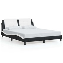  Bed Frame Black and White Faux Leather Full Durable Bed Frame - $7,388.37 MXN
