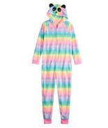 Girls One Piece Pajamas Hooded Panda Union Suit Fleece Blanket Sleeper-sz 8 - £18.10 GBP