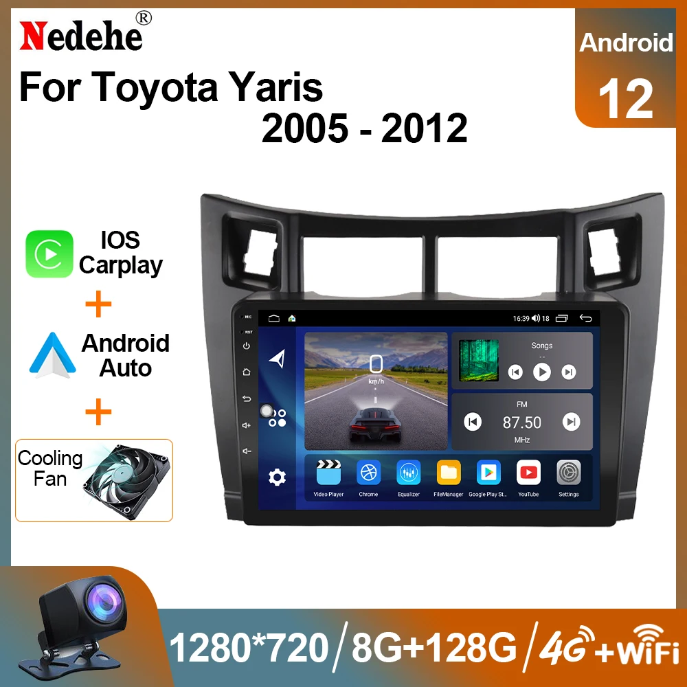 Car Radio Android Auto Multimedia Player For Toyota Yaris 2007-2012 GPS - £114.93 GBP+