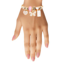 Gold Pink Butterfly Cable Bangle - £9.43 GBP