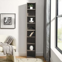 8-Tier Slim Media Tower Rack: CD/DVD Storage, Adjustable Bookcase - $108.99