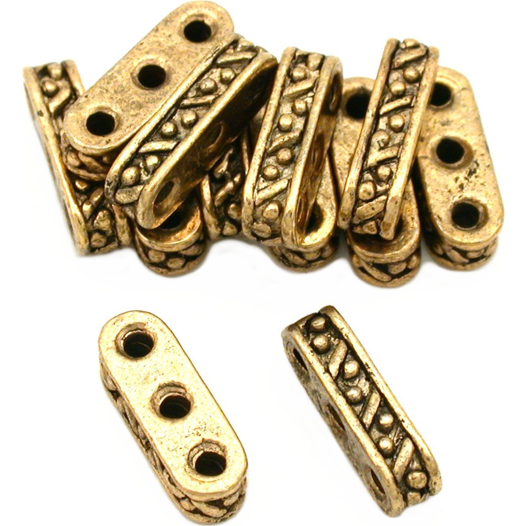 3-Strand Bali Beads Antique Gold Plated 5mm Approx 12 - £5.90 GBP