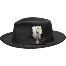 Bruno Capelo Hat Australian Wool Fedora Pinch Front Milan Snap Brim Mi500 Black - $75.00