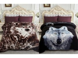 Black Coffe Wolf - King Mink Blanket Korean Style Reversible Tiger Blanket - £68.00 GBP