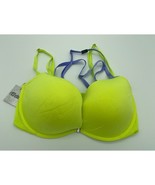 Victorias Secret Dream Angels Padded Demi Bra 34DD Neon Yellow Strappy U... - £19.63 GBP