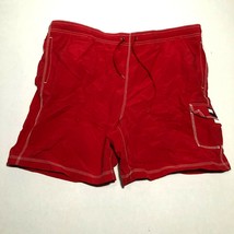 Tommy Hilfiger Badehose Shorts Herren XL Solid Rot Kordelzug Taschen Fla... - $19.78