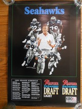 Rainier Beer Seattle Seahawks 1992 season schedule vintage poster Micheal Reagan - £11.95 GBP