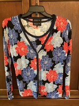 JONES NEW YORK COLLECTION Sweater Set Size M L Cardigan &amp; Tank Knit Flor... - $17.82