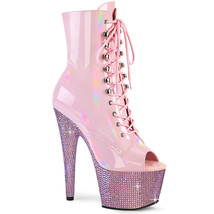 Pleaser BEJEWELED-1021-7 Women&#39;s 7&quot; Heel Platform Peep Toe Lace-Up Ankle Boots - £153.39 GBP