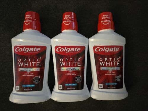 (3) Colgate OPTIC WHITE WHITENING Mouthwash-Icy Fresh Mint 16.9oz (Y27) - $26.72