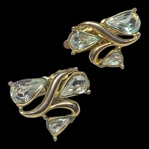 vintage Trifari  goldtone rhinestone Clip On earrings - £19.75 GBP