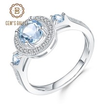 1.05Ct Natural Sky Blue Topaz Gemstone Ring 925 Sterling Silver Wedding Engageme - £38.78 GBP