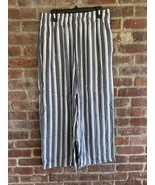 C&amp;C California Women’s Striped Navy Blue &amp; White Wide Leg Pants Size Large - $527.58 MXN