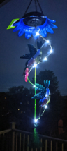 Solar Hummingbirds Windchime Bell Ringer LED Lights Yard Garden Deck Patio Decor - £13.20 GBP