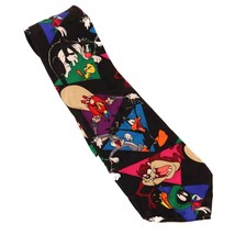 Vintage Classic Men&#39;s Looney Tunes Mania Characters Black Necktie Tie 1993 - $10.62