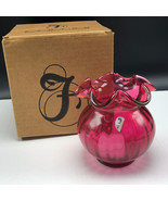 VINTAGE FENTON VASE original box art glassware usa glass Cranberry candl... - £55.48 GBP