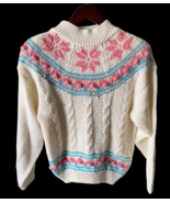 Vintage Sweater Size M Turtleneck Fair Isle Preppy Cottagecore Romantic ... - $1,770.29 MXN