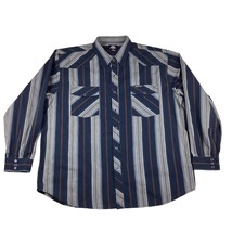 Dickies Shirt Men’s 2XL Blue Striped Pearl Snap Western Long Sleeve - £15.39 GBP