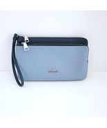 Coach CU921 Contrast Double Zip Wallet Clutch Wristlet Light Blur Deep Blue - $143.86 CAD
