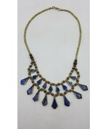 Lapis Lazuli Necklace with Silver and Wooden Beads - £102.63 GBP
