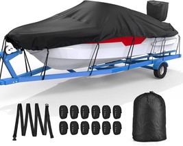 Trailable Boat Cover Waterproof with Motor Cover, Heavy Duty UV Resistant Boat - £74.74 GBP