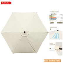 10 Feet Beige Patio Umbrella Replacement Canopy for 6 Ribs - Easy Instal... - $61.33