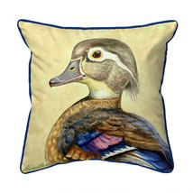 Betsy Drake Mrs. Wood Duck Small Indoor Outdoor Pillow 12x12 - $39.59