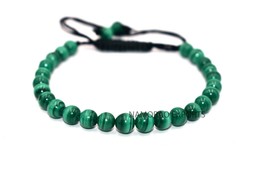 Natural Malachite 6x6 mm Beads Thread Bracelet ATB-21 - £6.39 GBP