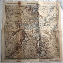 German Alpine Military Map 1875 Colored 14&quot; x 14&quot;  - $42.75