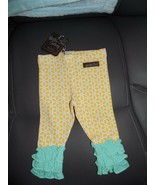 Matilda Jane Light Yellow &amp; Mint Magic Leggings Size 3/6 Months Girl&#39;s NEW - £17.22 GBP