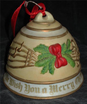Ceramic &quot;We Wish You A Merry Christmas&quot; Bell, VG COND - $4.94