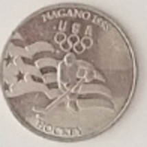 Nagano 1998 Us Winter Olympic Team Hockey Aluminum Doubloon - £3.91 GBP