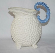 Lenox Green Mark Ivory Dimple Milk or Water Pitcher with Face - Blue Handle - £60.46 GBP