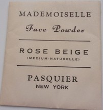 Vintage Mademoiselle Face Powder Packet Rose Beige Pasquier NY Unused - $2.72 CAD