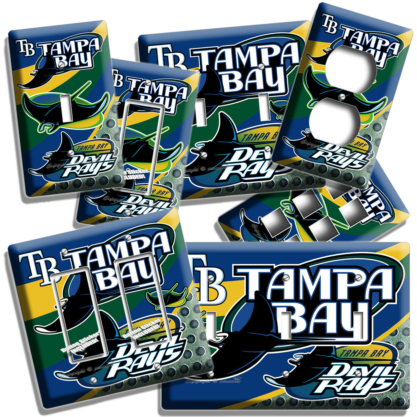 TAMPA BAY DEVIL RAYS BASEBALL TEAM LIGHT SWITCH OUTLET PLATE MAN CAVE ROOM DECOR