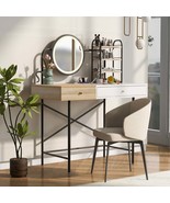 White Vanity Desk with Lights &amp; Wireless Charging - $340.54 CAD