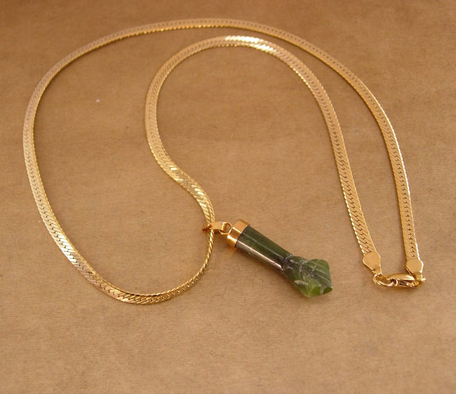 Primary image for Vintage Cornicello horn Jade necklace - Italian pendant - Good luck gift - Figar